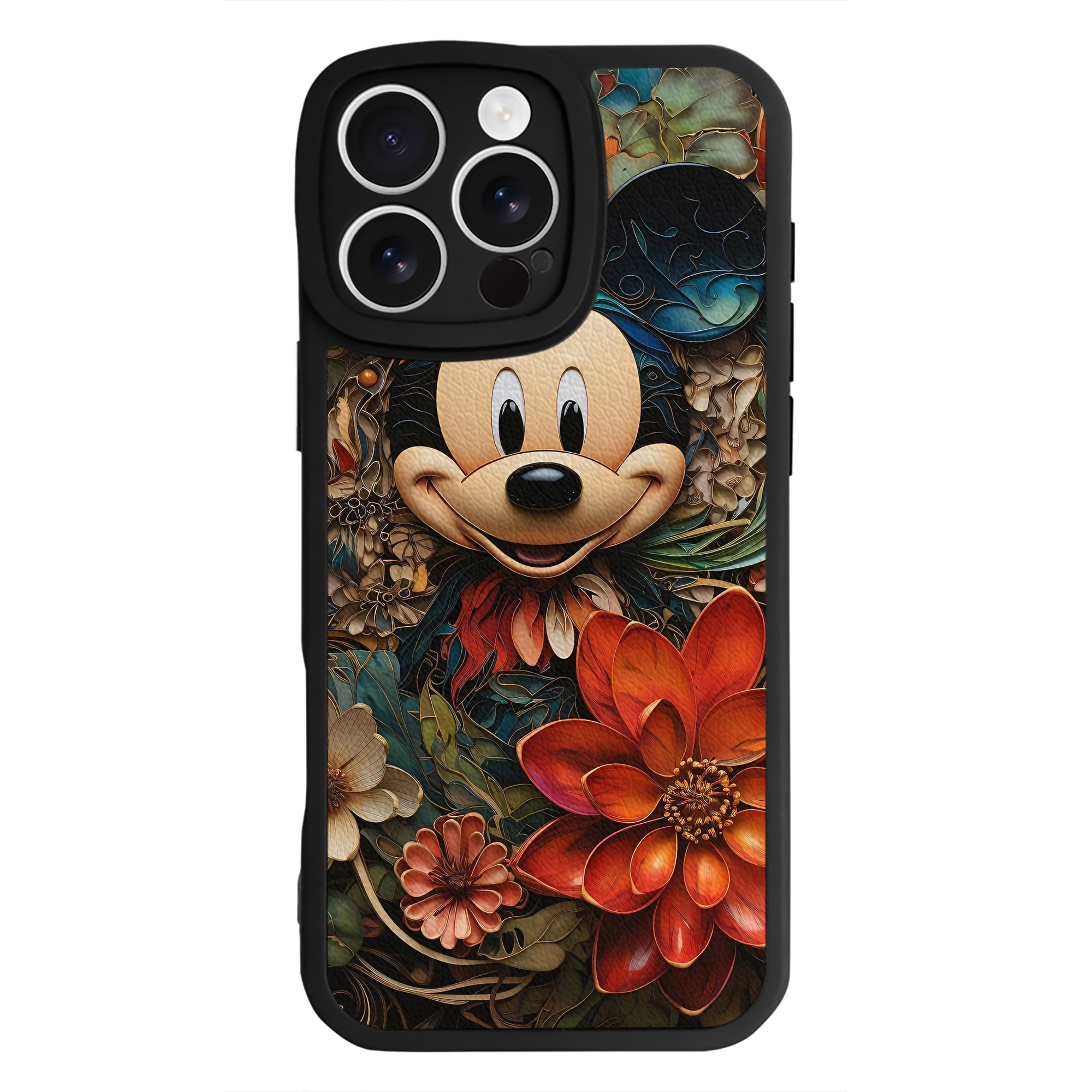 （画像用） ミッキーマウス Mickey Mouse 【iPhone 16シリーズ対応】シリコンスマホケース（レザー調） 材質：シリコン